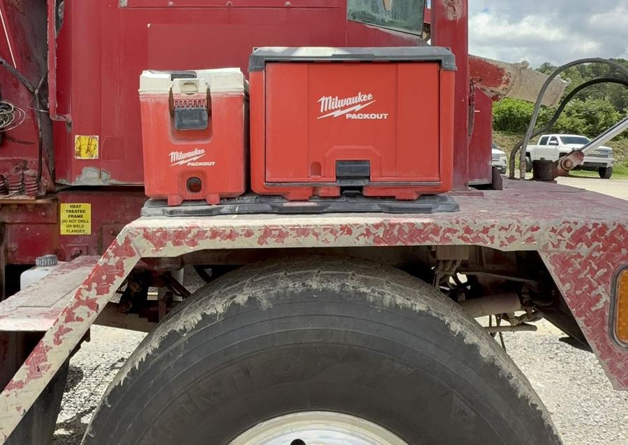 Milwaukee Packout box and cooler mounted on an ASI mixer truck